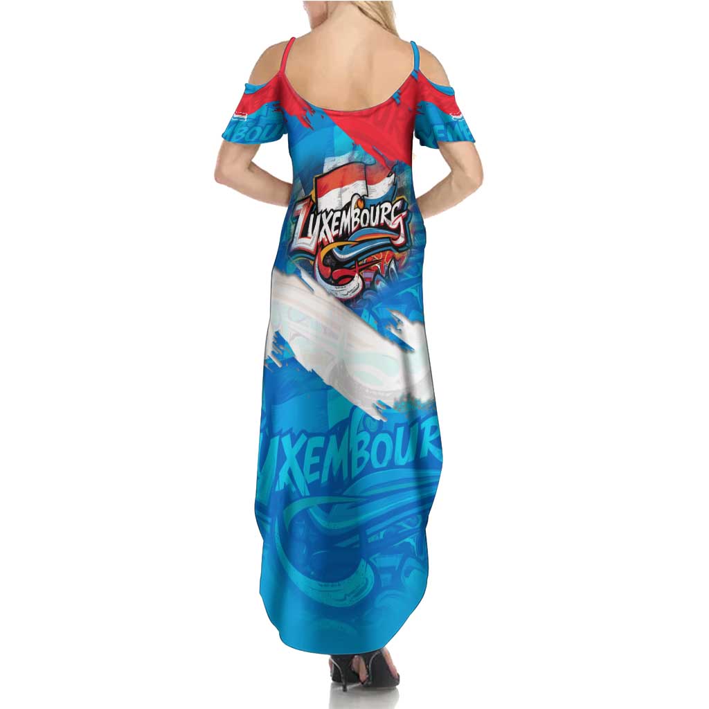 Luxembourg Flag Family Matching Summer Maxi Dress and Hawaiian Shirt with Colorful Graffiti Street Art Design - Wonder Print Shop