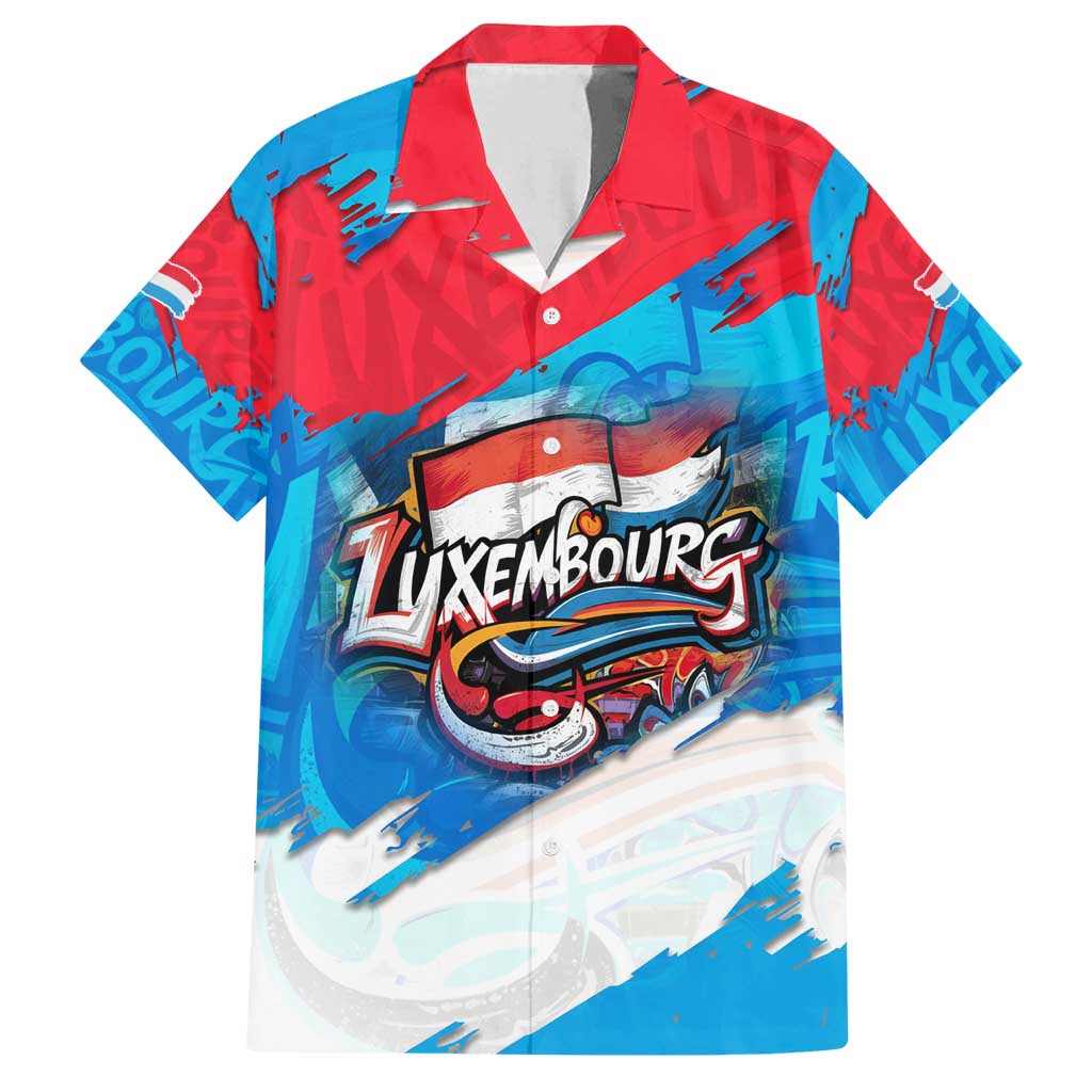 Luxembourg Flag Family Matching Tank Maxi Dress and Hawaiian Shirt with Colorful Graffiti Street Art Design - Wonder Print Shop