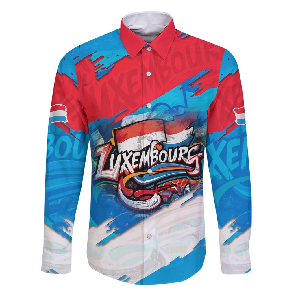 Luxembourg Flag Family Matching Tank Maxi Dress and Hawaiian Shirt with Colorful Graffiti Street Art Design - Wonder Print Shop