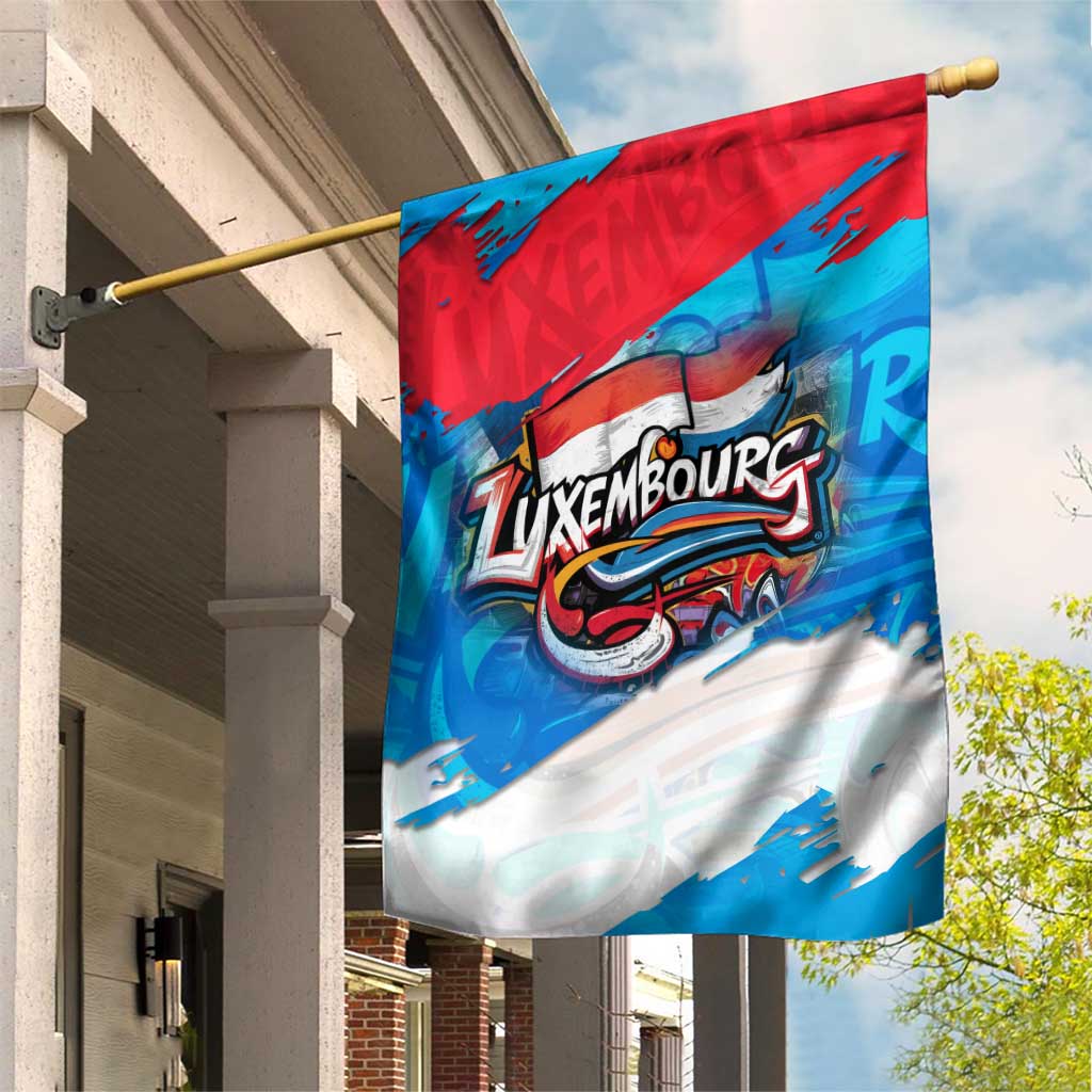 Luxembourg Flag Garden Flag with Colorful Graffiti Street Art Design - Wonder Print Shop