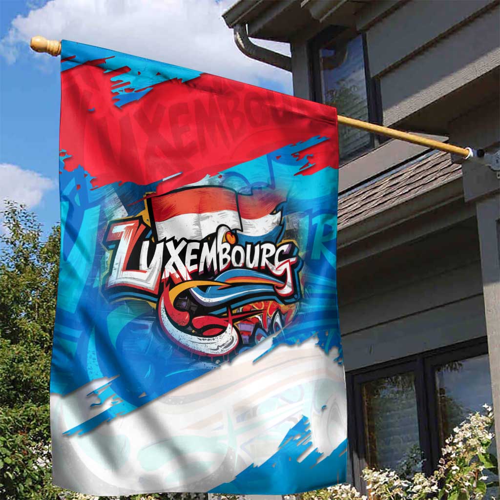 Luxembourg Flag Garden Flag with Colorful Graffiti Street Art Design - Wonder Print Shop