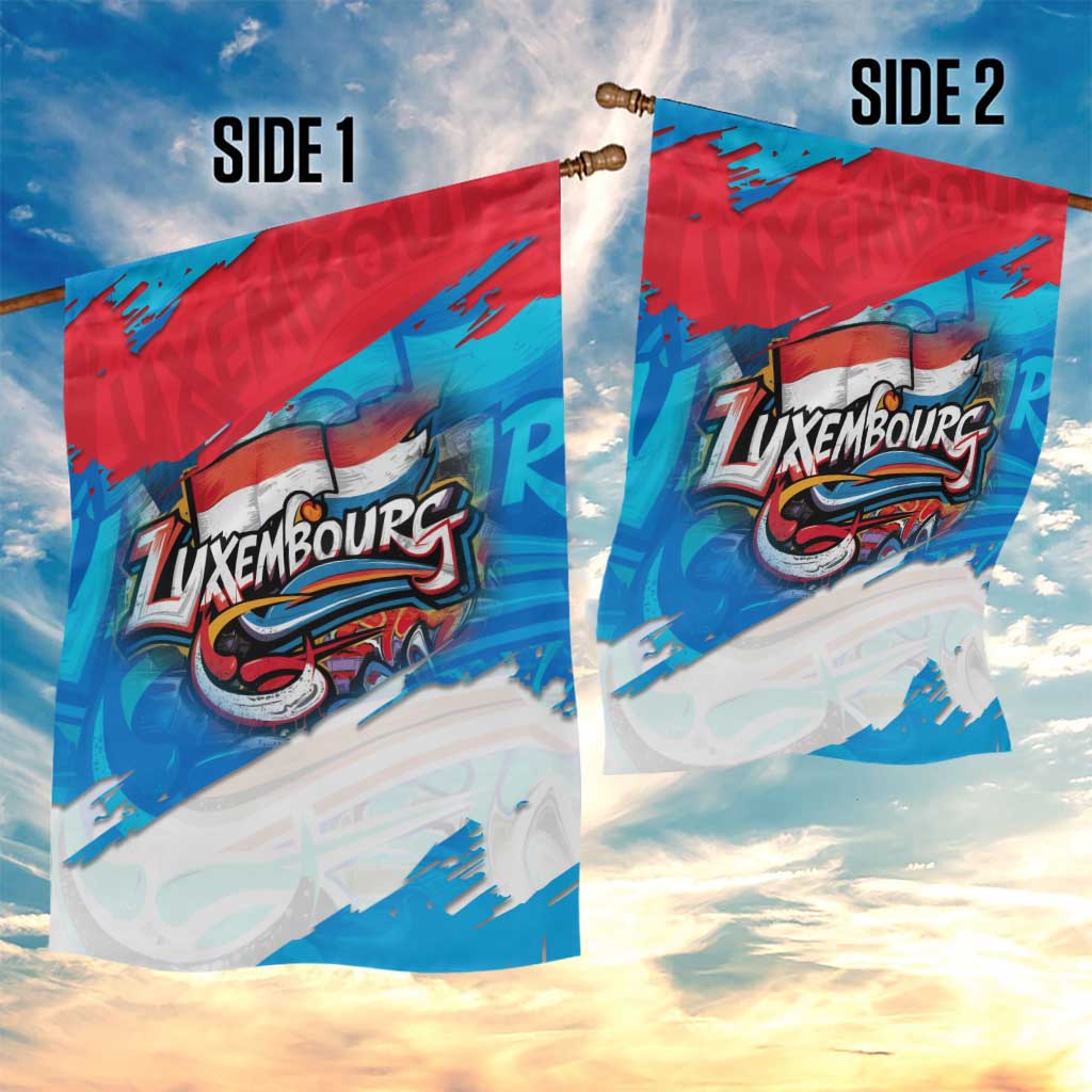 Luxembourg Flag Garden Flag with Colorful Graffiti Street Art Design - Wonder Print Shop