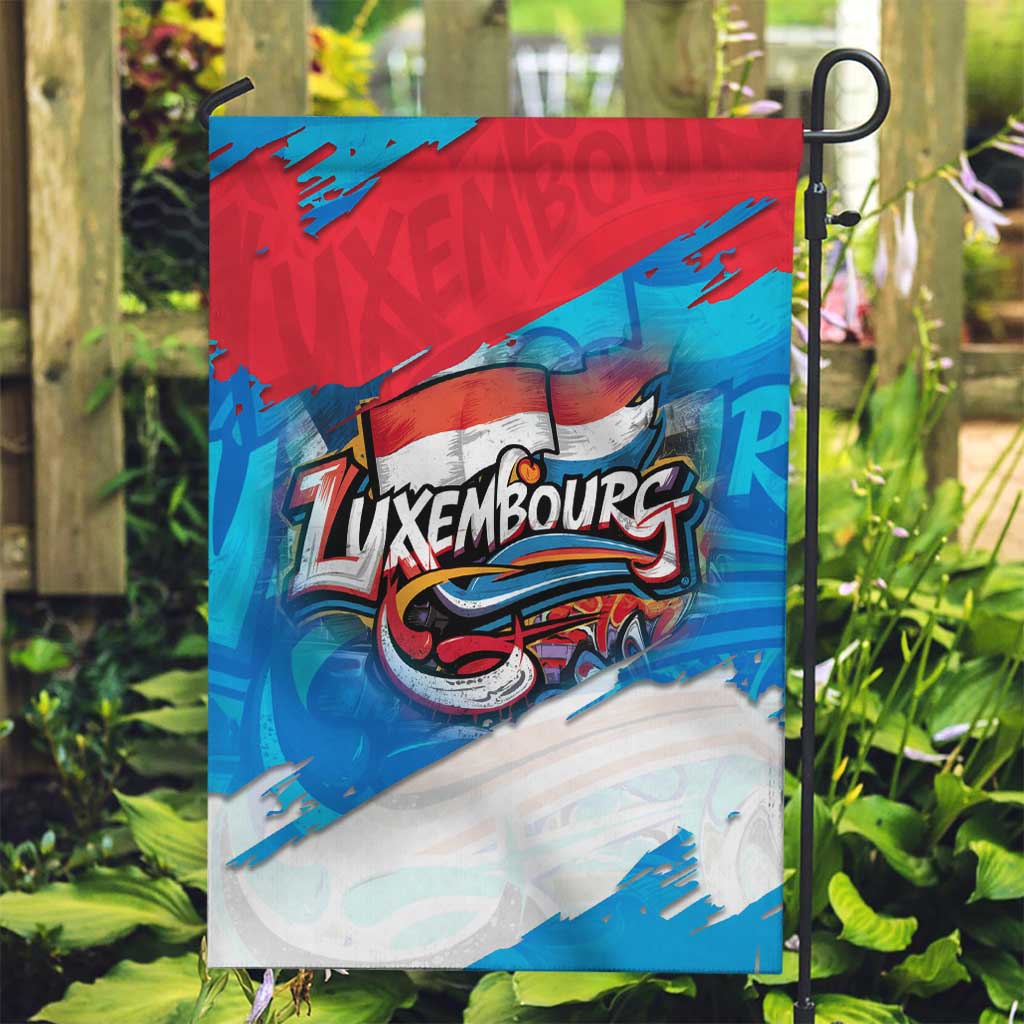 Luxembourg Flag Garden Flag with Colorful Graffiti Street Art Design - Wonder Print Shop