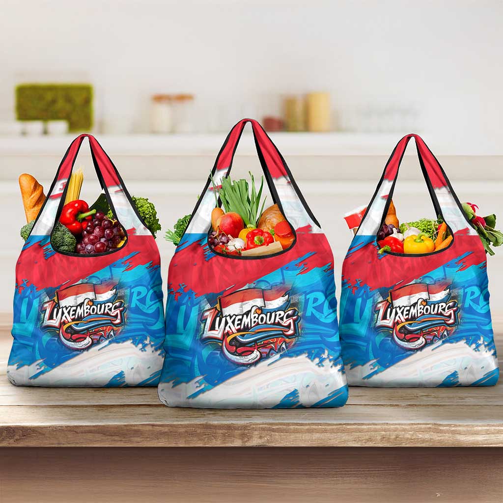 Luxembourg Flag Grocery Bag with Colorful Graffiti Street Art Design - Wonder Print Shop