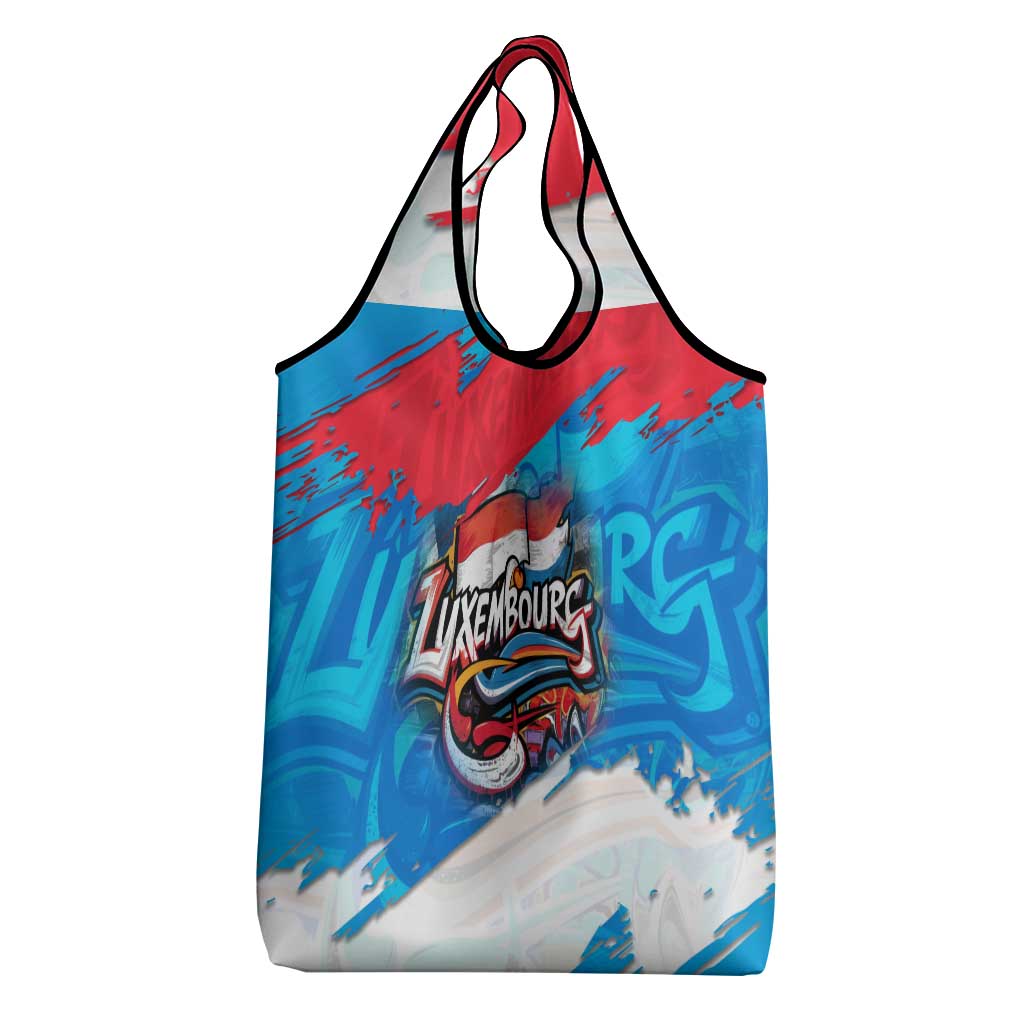 Luxembourg Flag Grocery Bag with Colorful Graffiti Street Art Design - Wonder Print Shop
