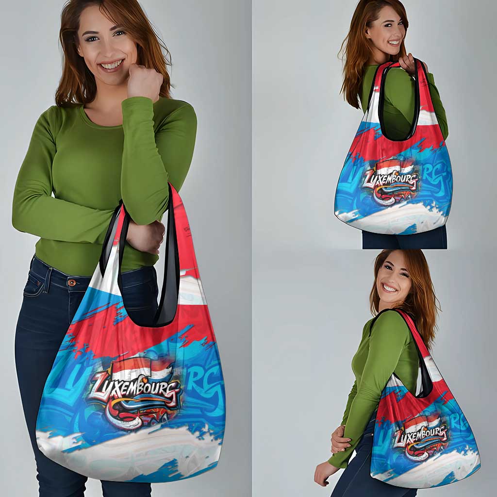 Luxembourg Flag Grocery Bag with Colorful Graffiti Street Art Design - Wonder Print Shop