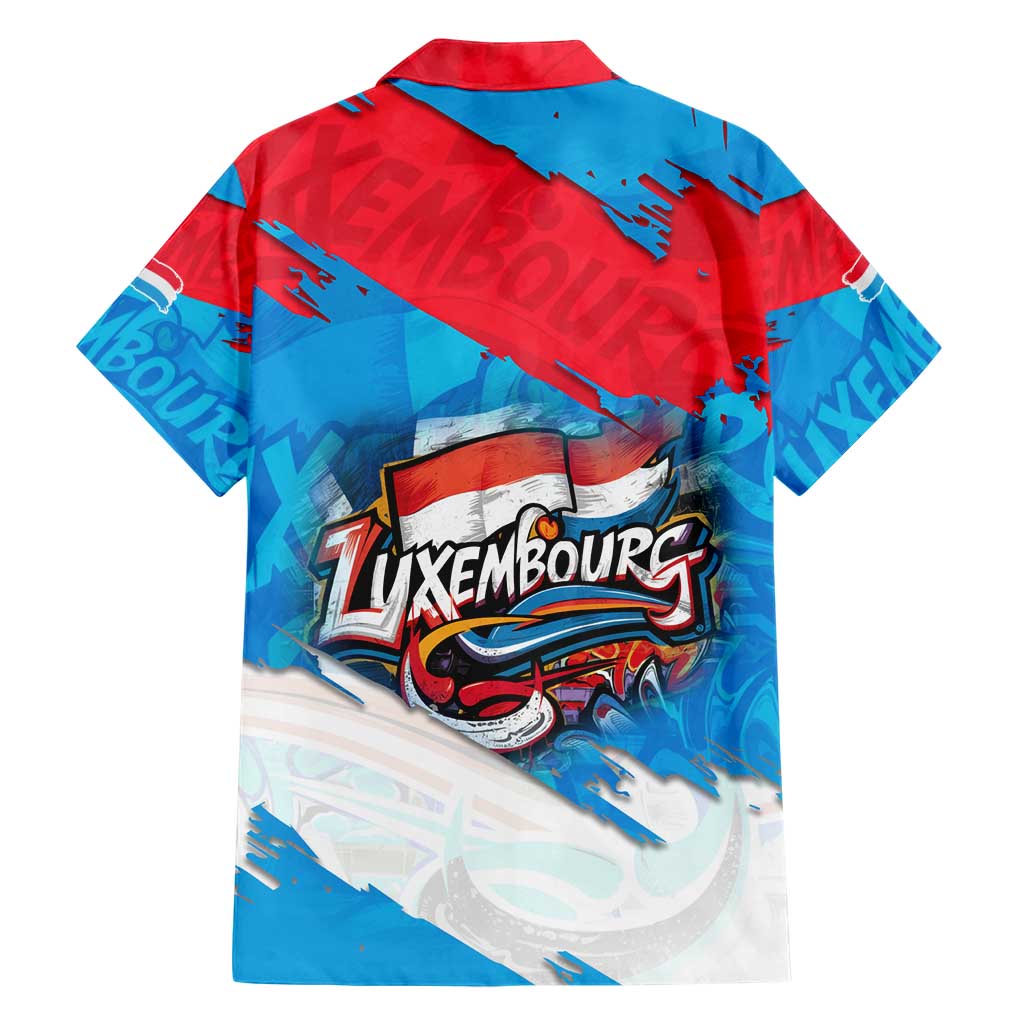 Luxembourg Flag Hawaiian Shirt with Colorful Graffiti Street Art Design - Wonder Print Shop