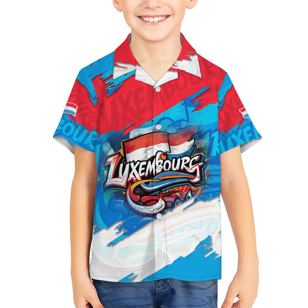 Luxembourg Flag Hawaiian Shirt with Colorful Graffiti Street Art Design - Wonder Print Shop