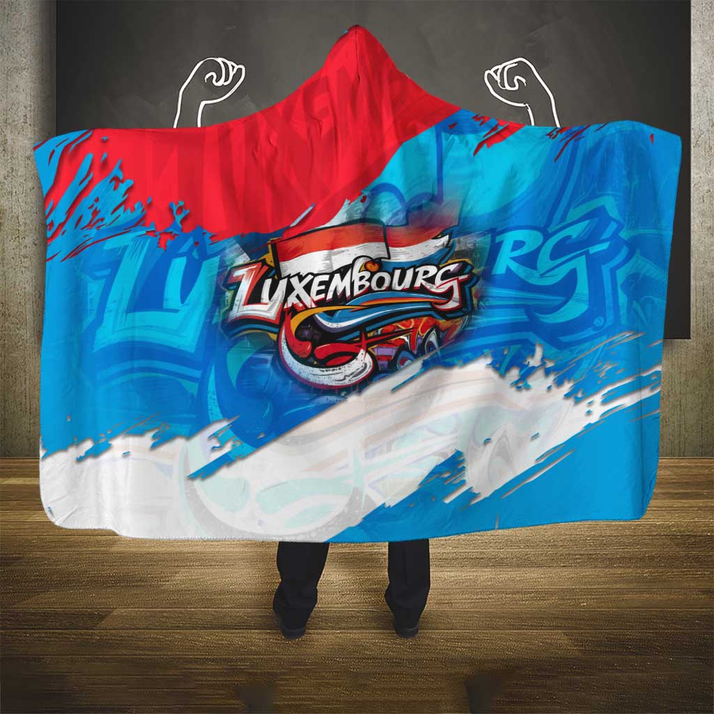 Luxembourg Flag Hooded Blanket with Colorful Graffiti Street Art Design - Wonder Print Shop