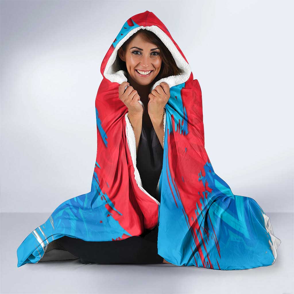 Luxembourg Flag Hooded Blanket with Colorful Graffiti Street Art Design - Wonder Print Shop