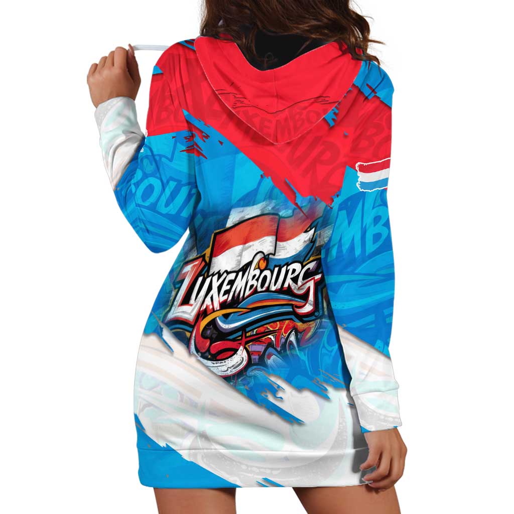 Luxembourg Flag Hoodie Dress with Colorful Graffiti Street Art Design - Wonder Print Shop