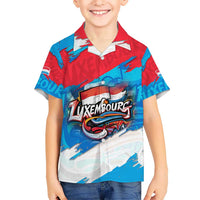 Luxembourg Flag Kid Hawaiian Shirt with Colorful Graffiti Street Art Design - Wonder Print Shop