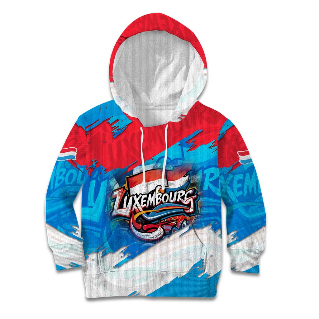 Luxembourg Flag Kid Hoodie with Colorful Graffiti Street Art Design - Wonder Print Shop