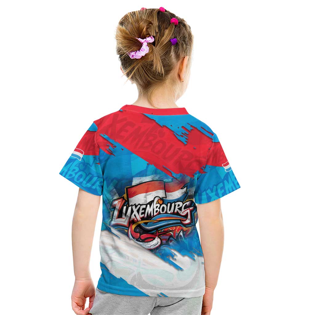 Luxembourg Flag Kid T Shirt with Colorful Graffiti Street Art Design - Wonder Print Shop