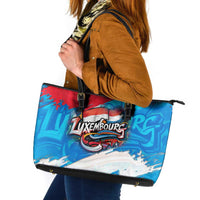 Luxembourg Flag Leather Tote Bag with Colorful Graffiti Street Art Design - Wonder Print Shop
