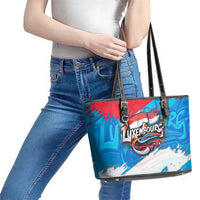 Luxembourg Flag Leather Tote Bag with Colorful Graffiti Street Art Design - Wonder Print Shop