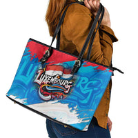 Luxembourg Flag Leather Tote Bag with Colorful Graffiti Street Art Design - Wonder Print Shop