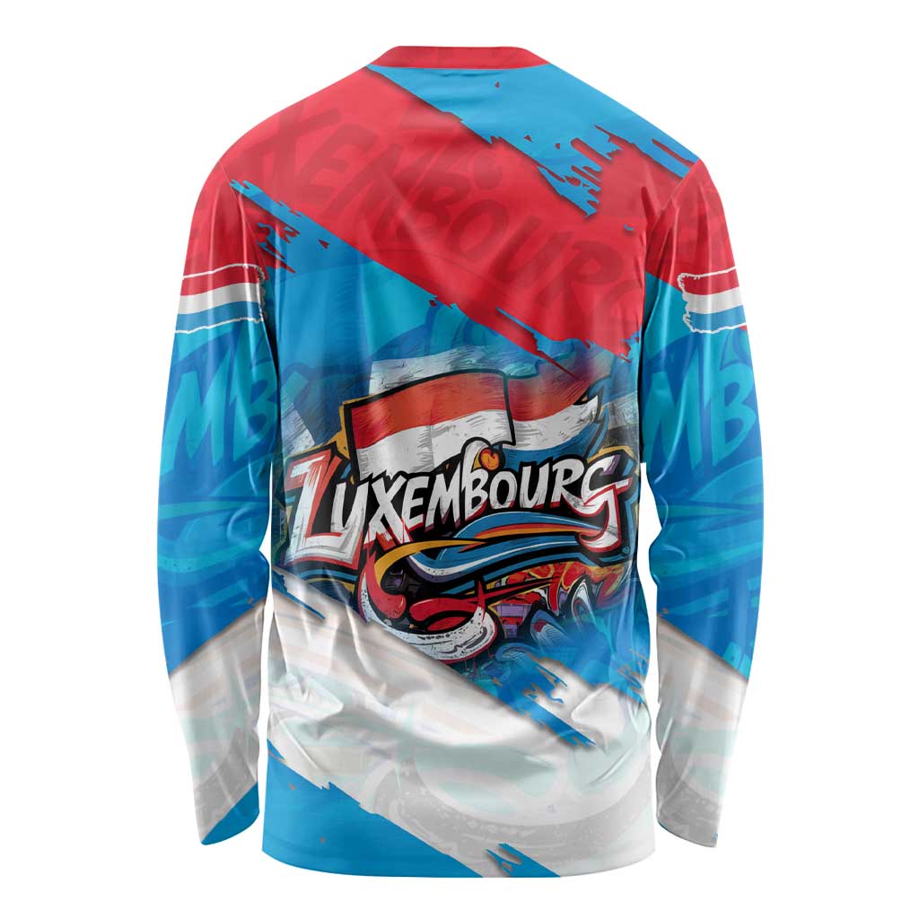 Luxembourg Flag Long Sleeve Shirt with Colorful Graffiti Street Art Design - Wonder Print Shop