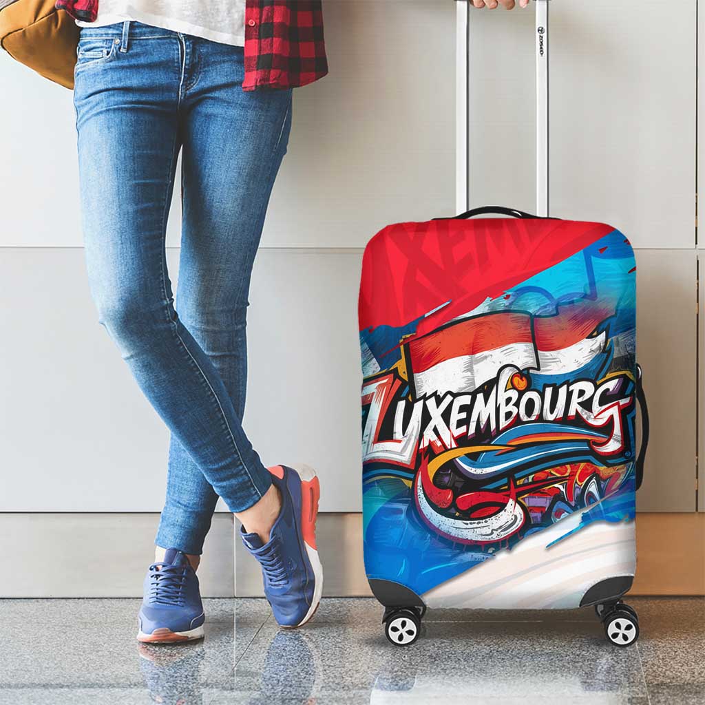 Luxembourg Flag Luggage Cover with Colorful Graffiti Street Art Design - Wonder Print Shop