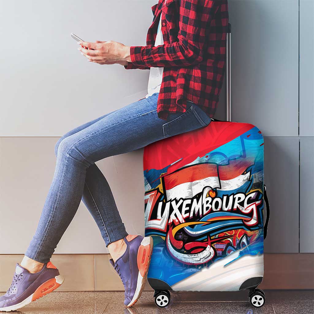 Luxembourg Flag Luggage Cover with Colorful Graffiti Street Art Design - Wonder Print Shop