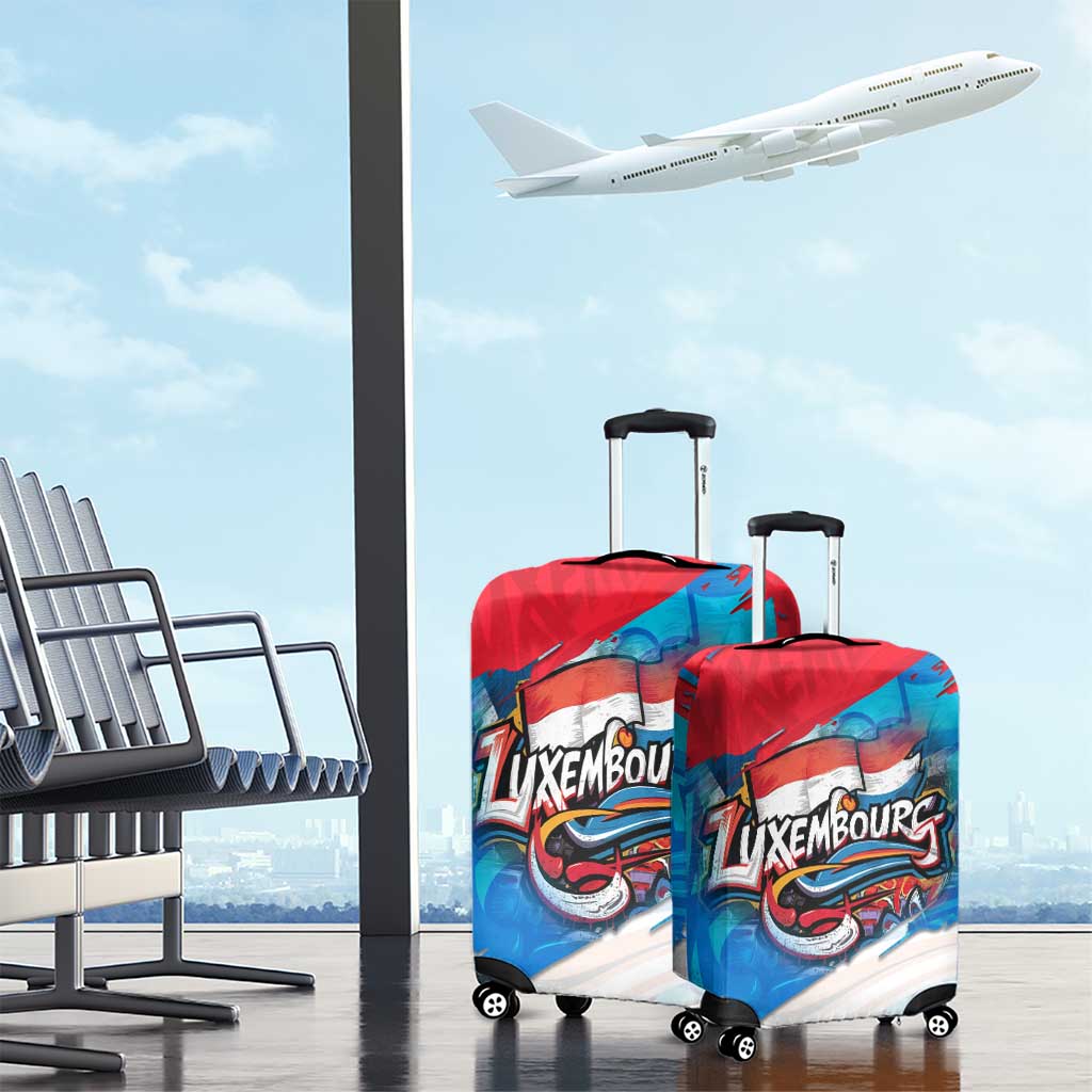 Luxembourg Flag Luggage Cover with Colorful Graffiti Street Art Design - Wonder Print Shop