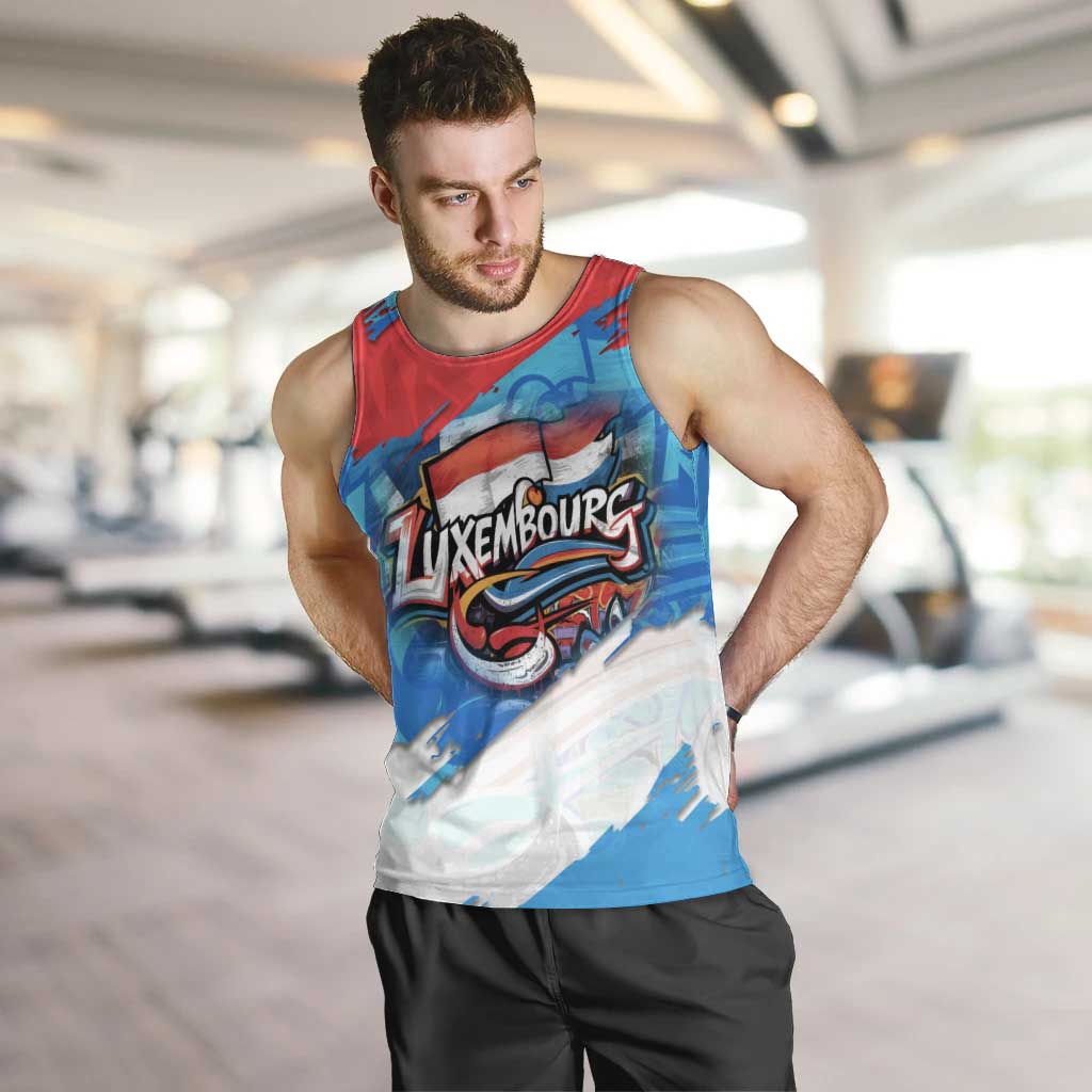 Luxembourg Flag Men Tank Top with Colorful Graffiti Street Art Design - Wonder Print Shop