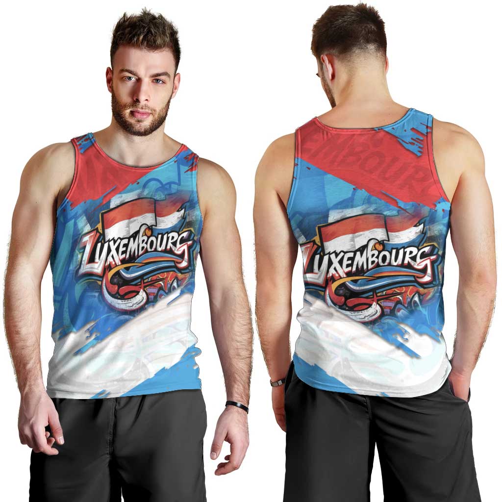 Luxembourg Flag Men Tank Top with Colorful Graffiti Street Art Design - Wonder Print Shop