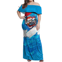 Luxembourg Flag Off Shoulder Maxi Dress with Colorful Graffiti Street Art Design - Wonder Print Shop