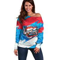 Luxembourg Flag Off Shoulder Sweater with Colorful Graffiti Street Art Design - Wonder Print Shop
