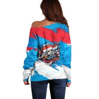 Luxembourg Flag Off Shoulder Sweater with Colorful Graffiti Street Art Design - Wonder Print Shop