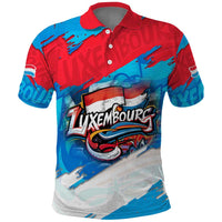 Luxembourg Flag Polo Shirt with Colorful Graffiti Street Art Design - Wonder Print Shop