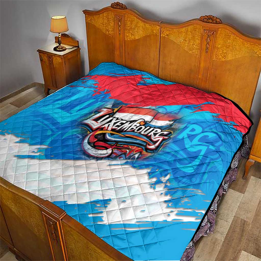 Luxembourg Flag Quilt with Colorful Graffiti Street Art Design - Wonder Print Shop