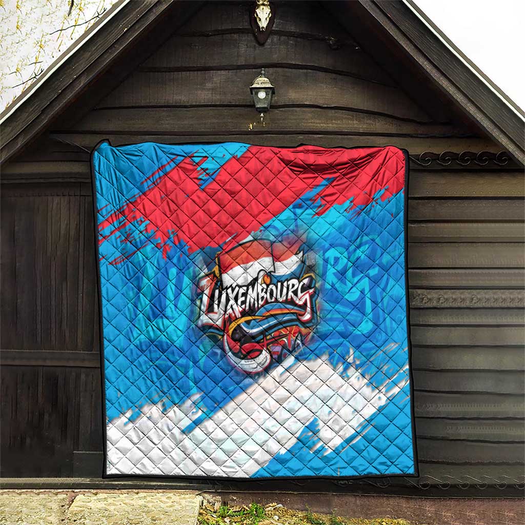 Luxembourg Flag Quilt with Colorful Graffiti Street Art Design - Wonder Print Shop