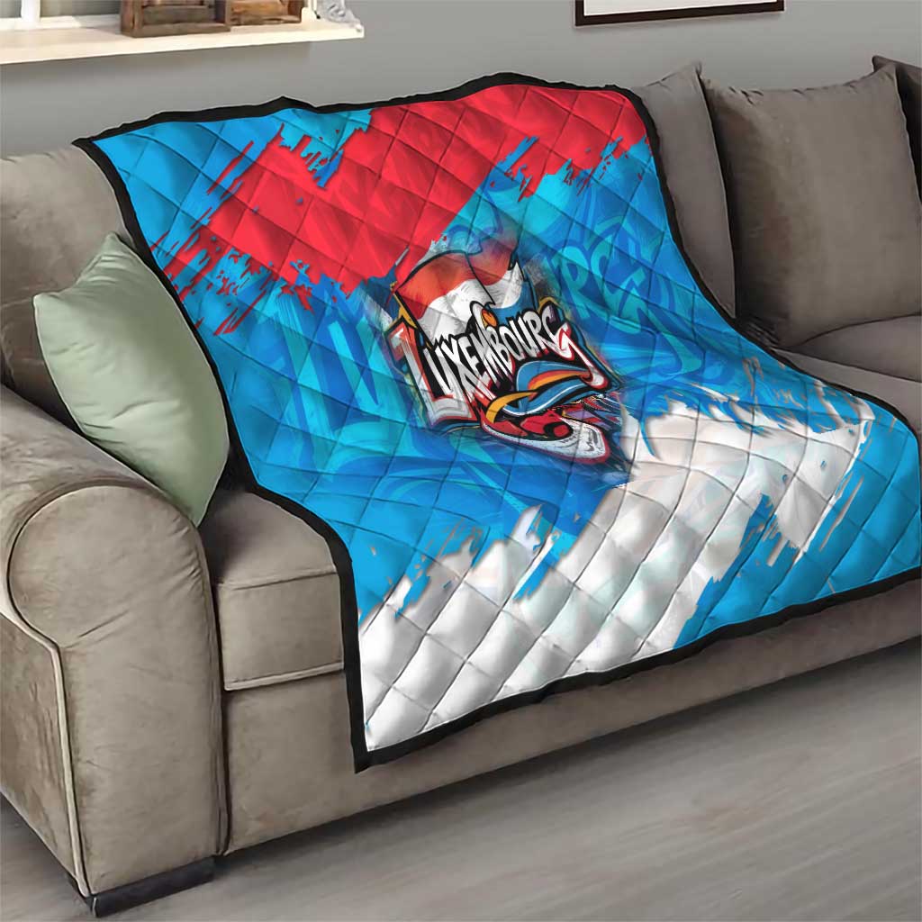 Luxembourg Flag Quilt with Colorful Graffiti Street Art Design - Wonder Print Shop