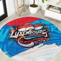 Luxembourg Flag Round Carpet with Colorful Graffiti Street Art Design - Wonder Print Shop