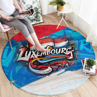 Luxembourg Flag Round Carpet with Colorful Graffiti Street Art Design - Wonder Print Shop