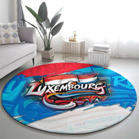 Luxembourg Flag Round Carpet with Colorful Graffiti Street Art Design - Wonder Print Shop