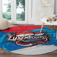Luxembourg Flag Round Carpet with Colorful Graffiti Street Art Design - Wonder Print Shop