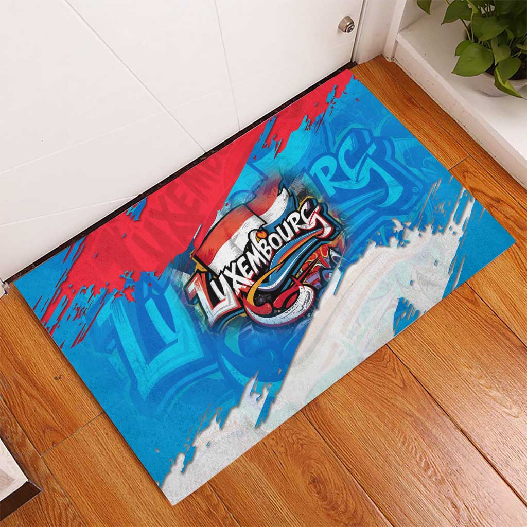 Luxembourg Flag Rubber Doormat with Colorful Graffiti Street Art Design - Wonder Print Shop