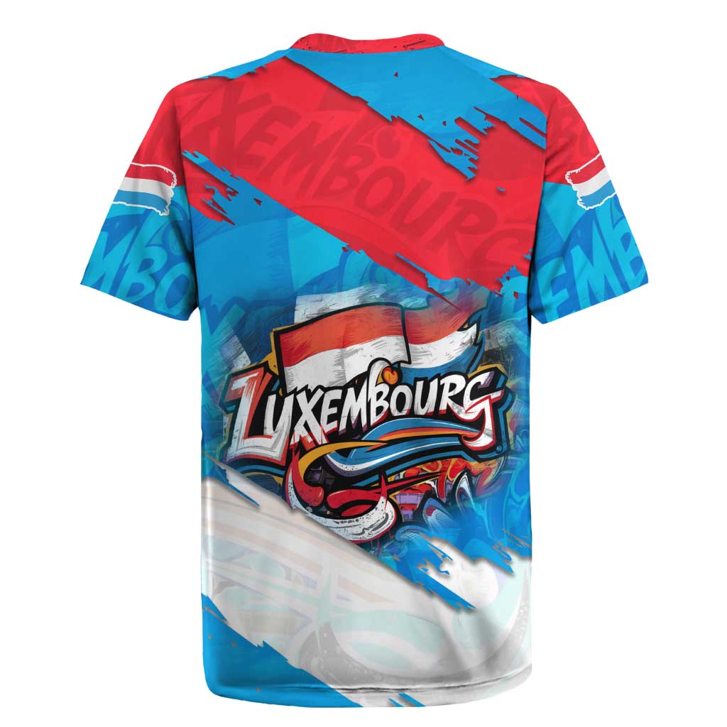 Luxembourg Flag Rugby Jersey with Colorful Graffiti Street Art Design - Wonder Print Shop