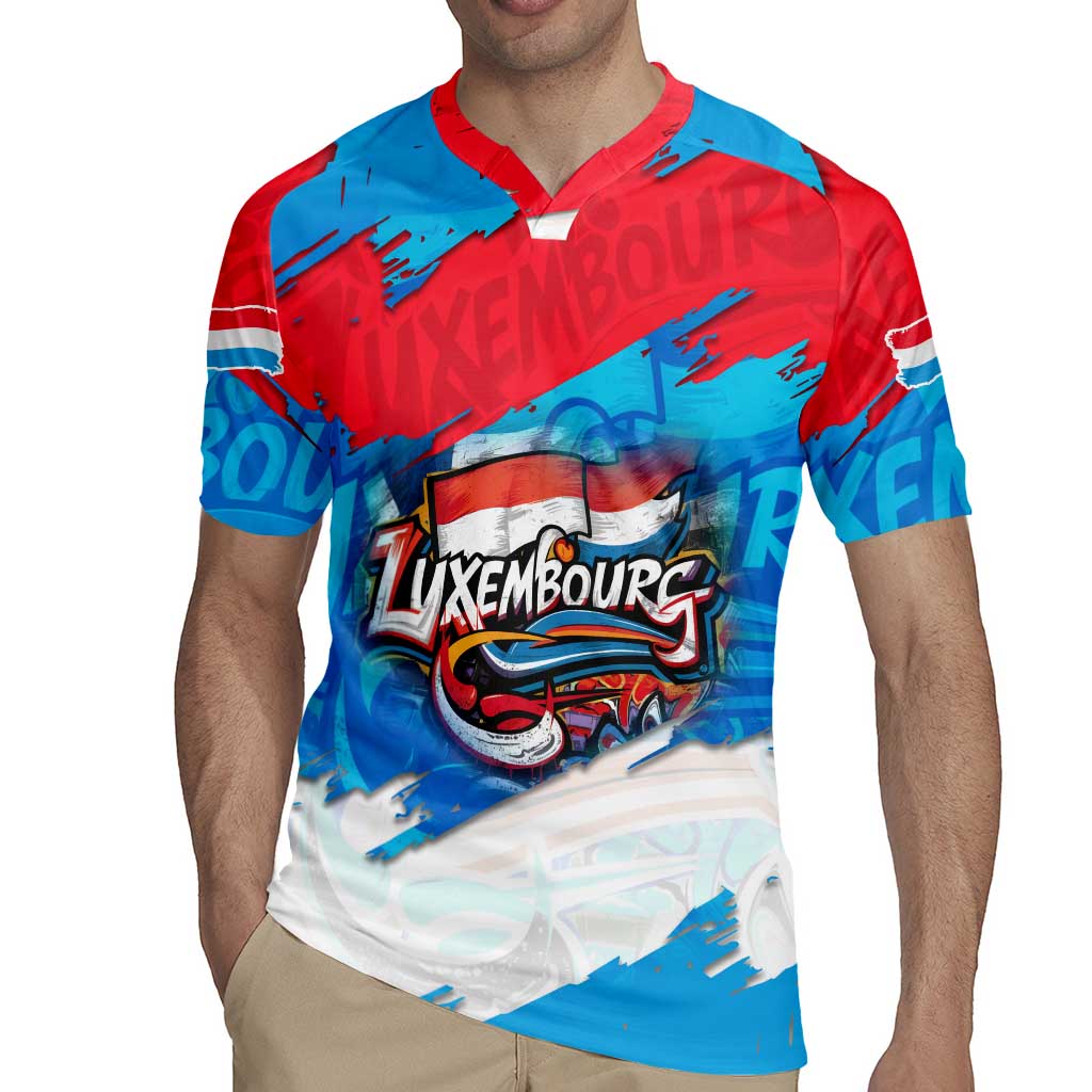 Luxembourg Flag Rugby Jersey with Colorful Graffiti Street Art Design - Wonder Print Shop