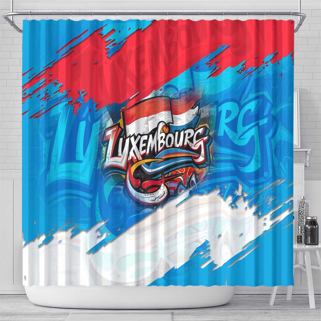 Luxembourg Flag Shower Curtain with Colorful Graffiti Street Art Design - Wonder Print Shop