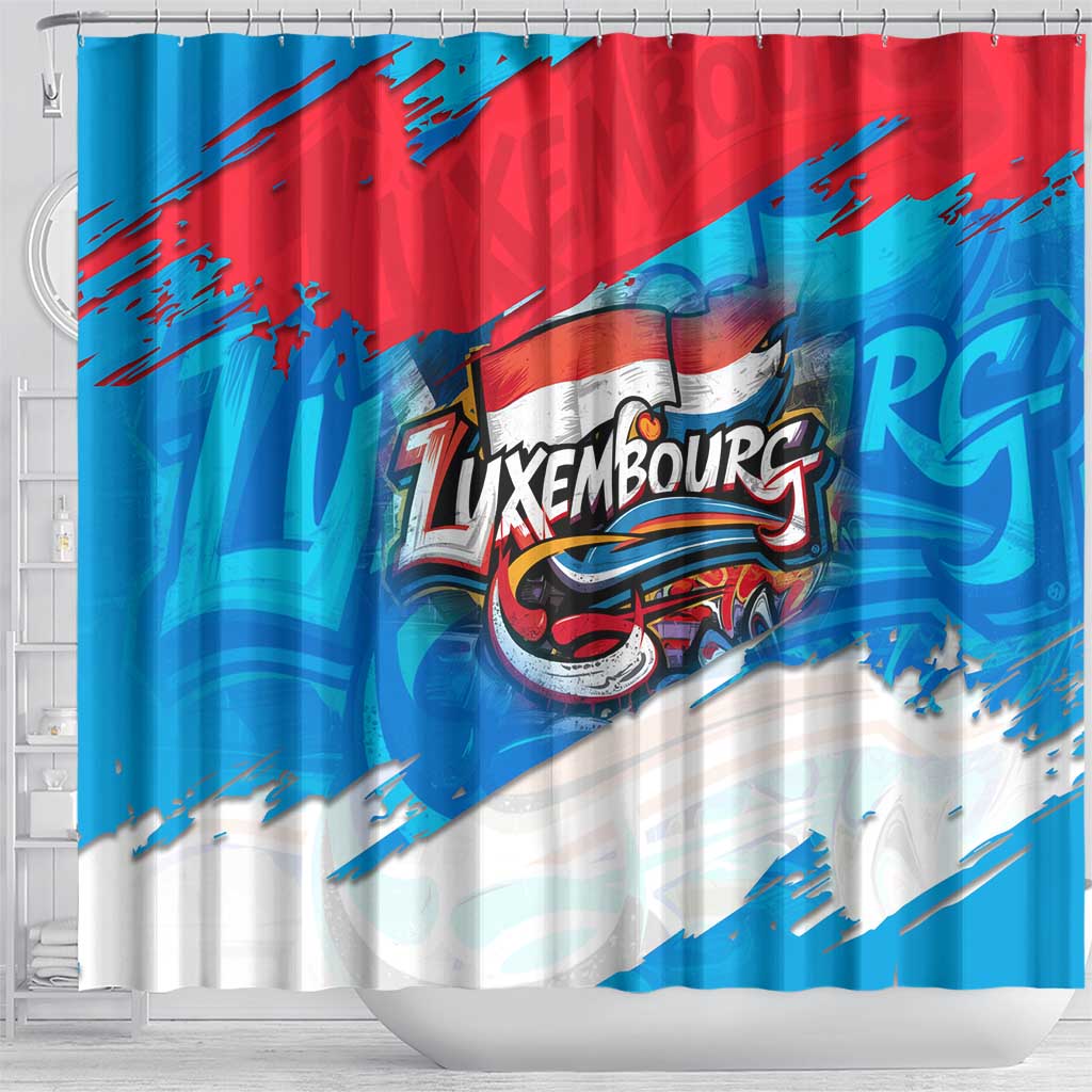 Luxembourg Flag Shower Curtain with Colorful Graffiti Street Art Design - Wonder Print Shop