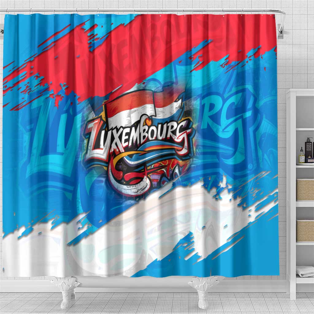 Luxembourg Flag Shower Curtain with Colorful Graffiti Street Art Design - Wonder Print Shop