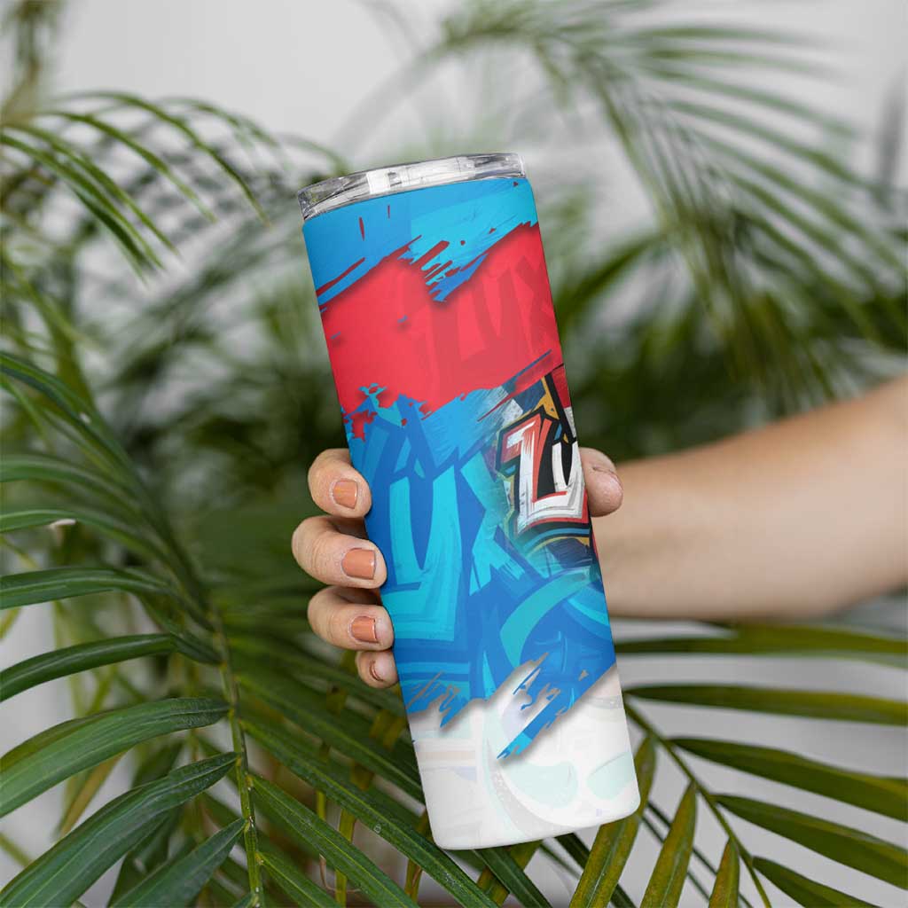 Luxembourg Flag Skinny Tumbler with Colorful Graffiti Street Art Design - Wonder Print Shop