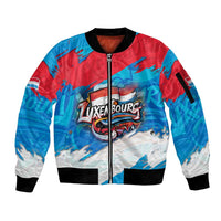 Luxembourg Flag Sleeve Zip Bomber Jacket with Colorful Graffiti Street Art Design - Wonder Print Shop