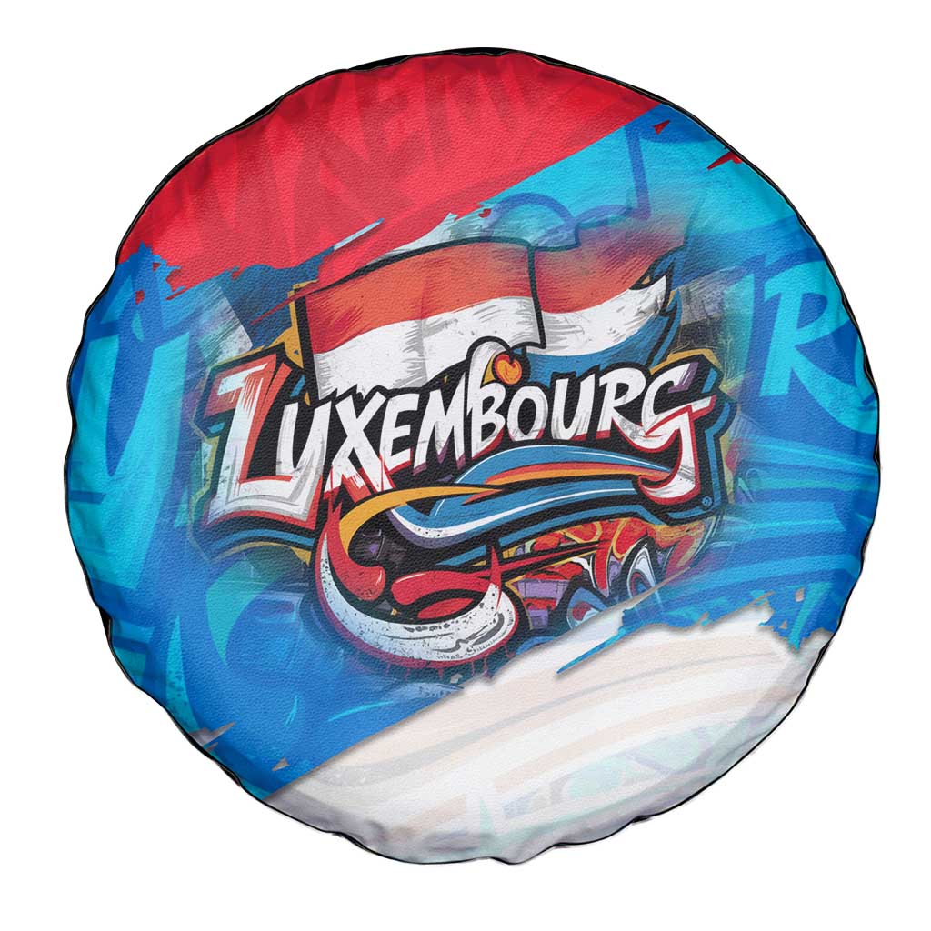 Luxembourg Flag Spare Tire Cover with Colorful Graffiti Street Art Design - Wonder Print Shop