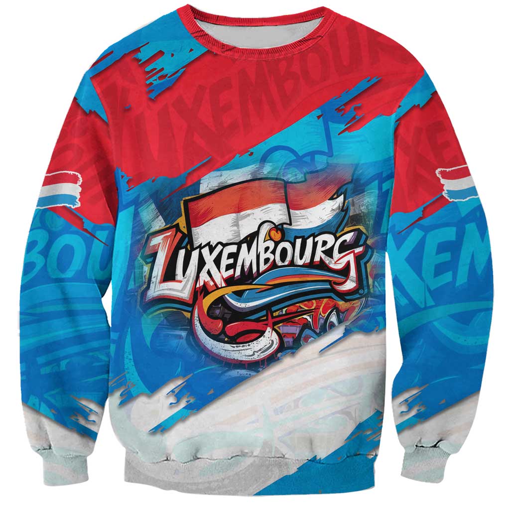 Luxembourg Flag Sweatshirt with Colorful Graffiti Street Art Design - Wonder Print Shop