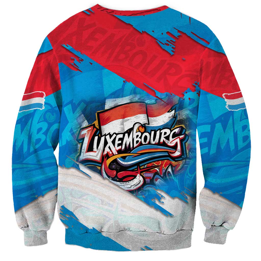Luxembourg Flag Sweatshirt with Colorful Graffiti Street Art Design - Wonder Print Shop
