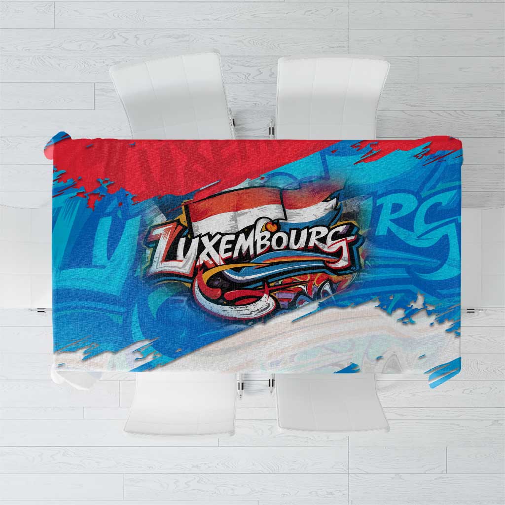 Luxembourg Flag Tablecloth with Colorful Graffiti Street Art Design - Wonder Print Shop